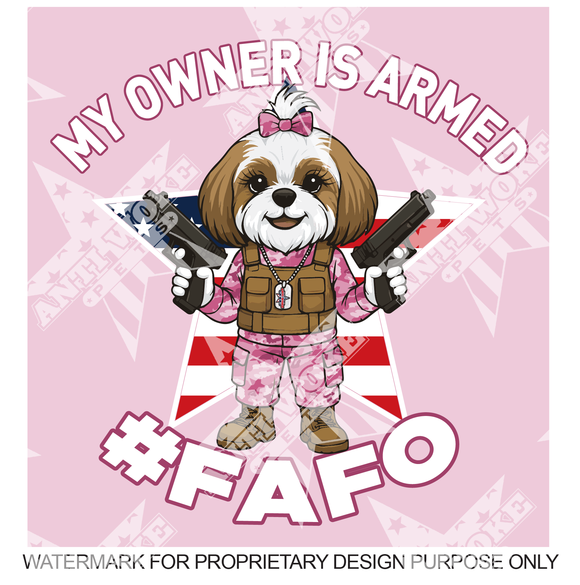 Shih Ztu- White and Brown Dog- Light Pink- Small Dog's Tank Top